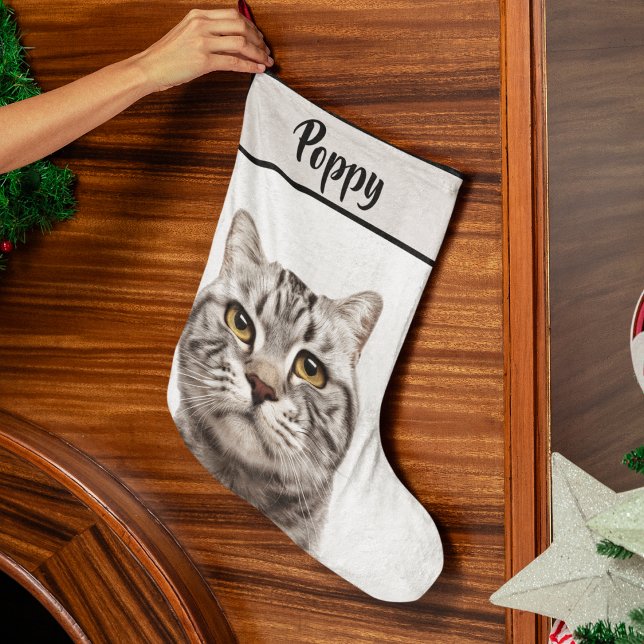 Personalized Cat Photo & Name Christmas Stocking  (Creator Uploaded)