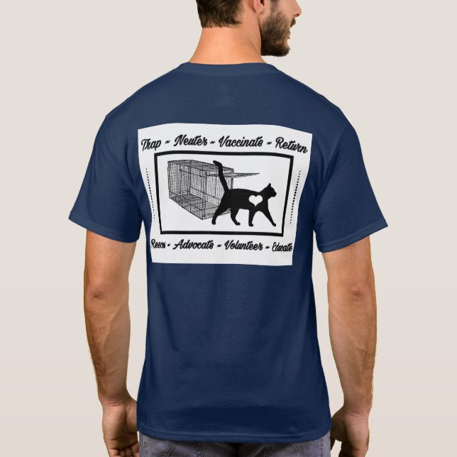 PERSONALIZED CAT RESCUE LOGO CAT TRAP TNR T-Shirt (Back)