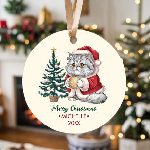 Personalized Cat with Santa Hat Christmas tree Ceramic Tree Decoration