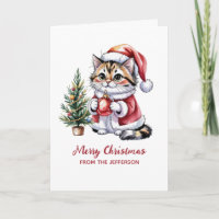 Personalized Cat with Santa Hat Christmas tree