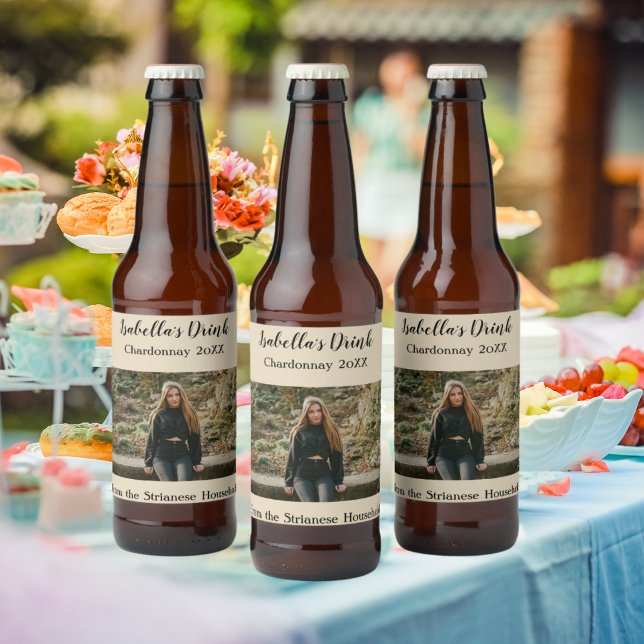 Personalized Causal Tan Photo Country Fall  Wine Label (Creator Uploaded)