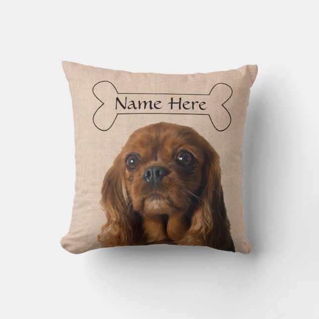 Personalized Cavalier King Charles Spaniel Dog Cushion (Front)