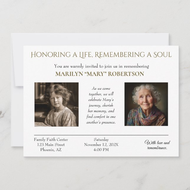 Personalized Celebration of Life Invitation (Front)
