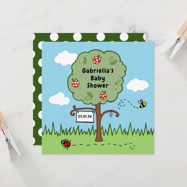 Personalized Celebration Tree Baby Shower Invite (Front/Back In Situ)