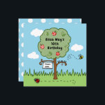 Personalized Celebration Tree Kid's Birthday Party<br><div class="desc">A sweet invitation to celebrate a birthday. The card features a colorful garden scene with an apple tree,  a bumblebee buzzing around and a ladybird scuttling on the ground.</div>