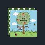 Personalized Celebration Tree Kid's Birthday Party<br><div class="desc">A sweet invitation to celebrate a birthday. The card features a colorful garden scene with an apple tree,  a bumblebee buzzing around and a ladybird scuttling on the ground.</div>
