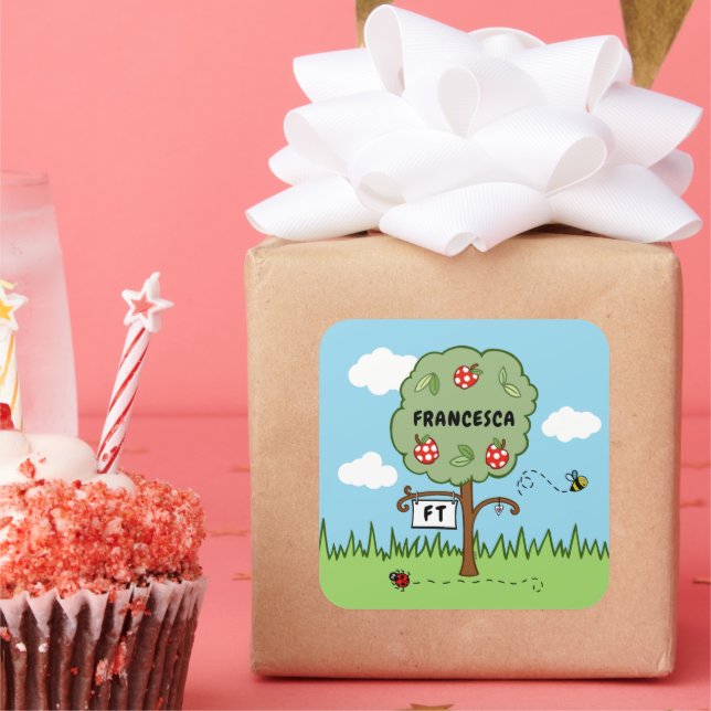 Personalized Celebration Tree Kid's  Square Sticker (Party)