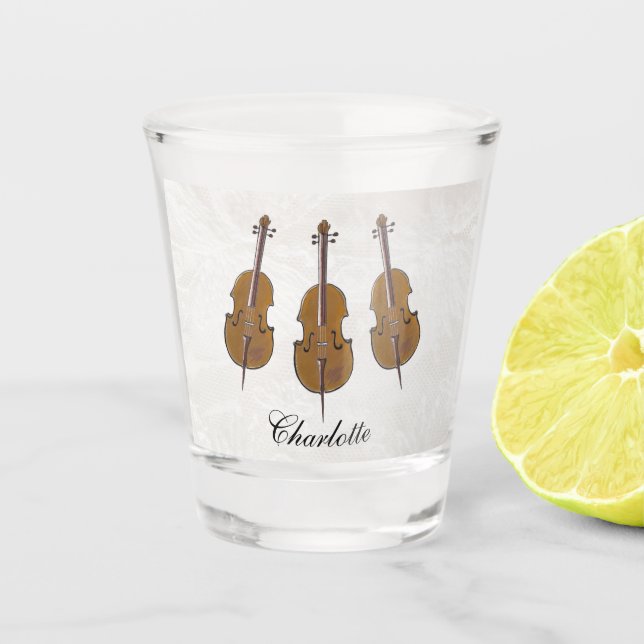 Personalized cello gift shot glass (Front)