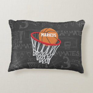 Personalized Chalkboard Basketball and Hoop Decorative Cushion