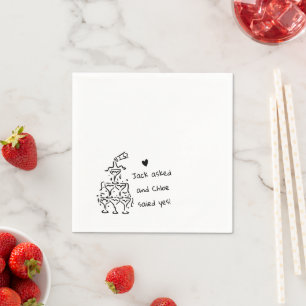 Personalized Champagne Glass Tower Wedding Napkins