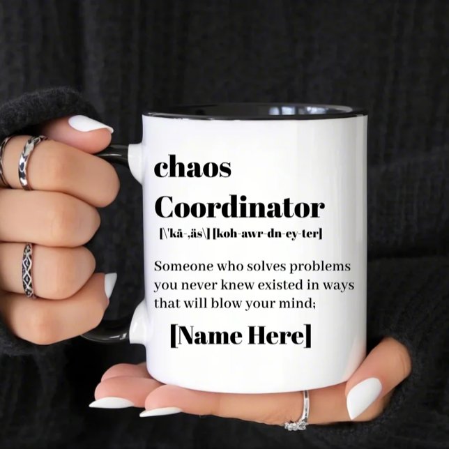 Personalized Chaos Coordinator Definition Funny Two-Tone Coffee Mug (Creator Uploaded)