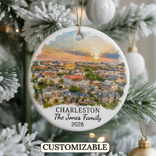 Personalized Charleston, Custom South Carolina Ceramic Tree Decoration