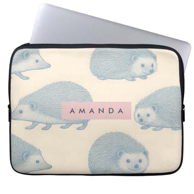 Personalized Charming Hedgehog Pattern Laptop Sleeve (Front)