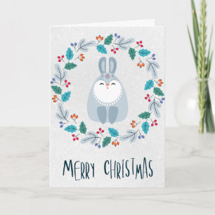 Personalized Charming Rabbit Christmas Card