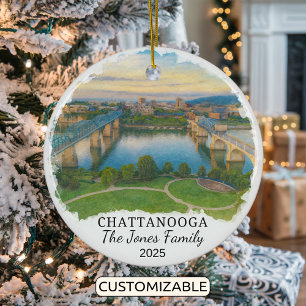 Personalized Chattanooga Ornament, Tennessee Ceramic Tree Decoration