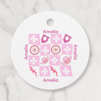 Personalized Checkered Cowgirl Pattern Favour Tags