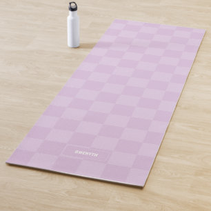 Personalized Checkered Sugar Plum Lavender Purple Yoga Mat