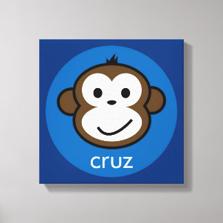 Personalized Cheeky Monkey [blue+navy] Canvas Print
