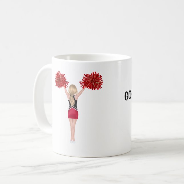 Personalized Cheerleader (blond hair) Coffee Mug (Front Left)