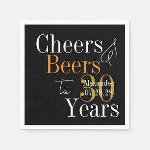 Personalized Cheers and Beers 30th Birthday Party Napkin