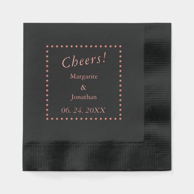 Personalized Cheers Wedding Foil Stamped Napkins (Front)