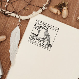 Personalized Cheetah Bookplate Rubber Stamp