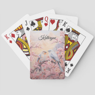 Personalized Cherry Blossom Bird Playing Cards