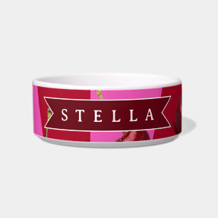 Personalized Cherry Gingham Retro Custom Name Bowl
