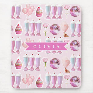 Personalized Cherry Gingham Retro Custom Name Mouse Pad