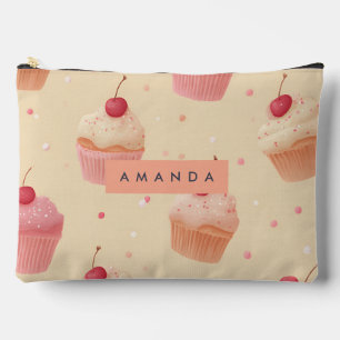 Personalized Cherry Sweet Cupcake Pattern Accessory Pouch