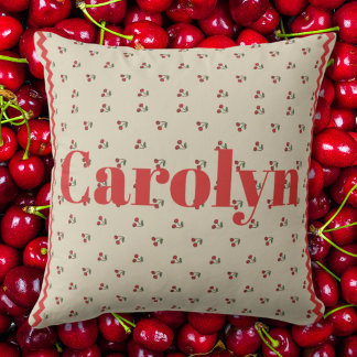 Personalized Cherry Throw Pillow with Custom Name
