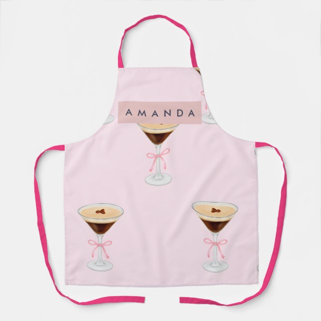 Personalized Chic Espresso Cocktail Pattern Apron (Front)