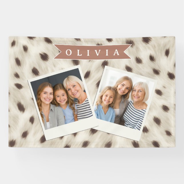 Personalized Chic Neutral Leopard Animal Print Banner (Horizontal)