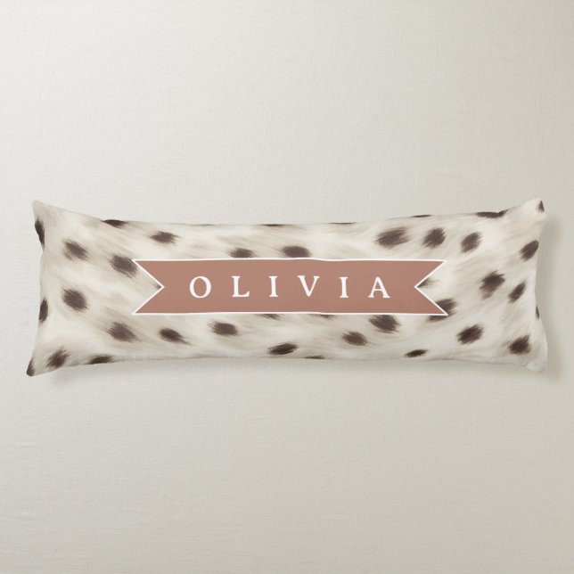 Personalized Chic Neutral Leopard Animal Print Body Cushion (Front)