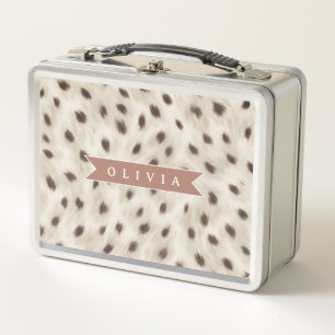 Personalized Chic Neutral Leopard Animal Print Metal Lunch Box