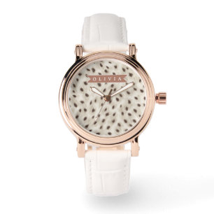 Personalized Chic Neutral Leopard Animal Print Watch