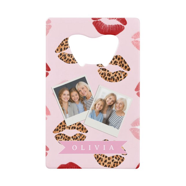 Personalized Chic Pink Leopart Print Lip Pattern (Front)