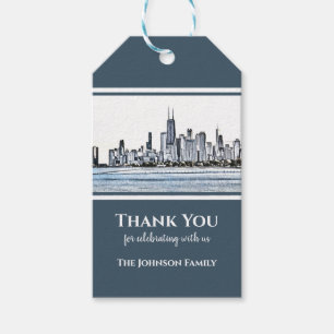Personalized Chicago Skyline Thank You Gift Tags