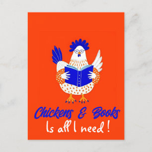Personalized Chicken Reading Calligraphy Design Postcard