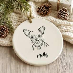 Personalized Chihuahua Dog Christmas Ceramic Tree Decoration