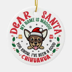 Personalized Chihuahua Dog Christmas Tree Round Ceramic Tree Decoration
