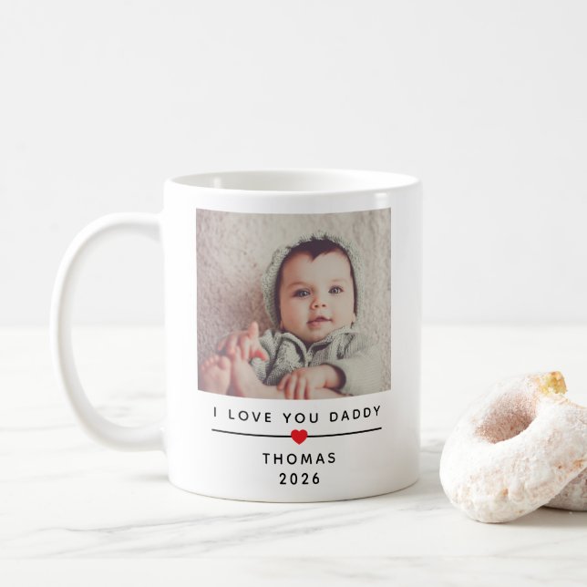 Personalized Child Photo Mug for Dad with Name (With Donut)