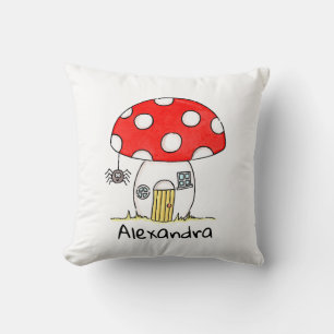 Personalized Children's Toadstool & Spider Pattern Cushion