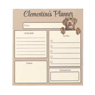Personalized Chocolate Labrador Daily Planner Notepad