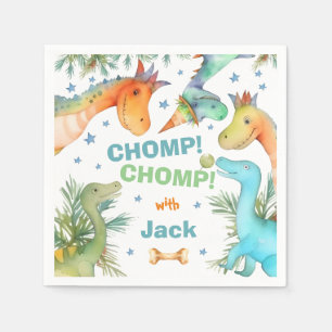 Personalized 'Chomp Chomp!' Dinosaur Napkin