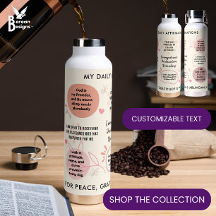 Personalized Christian Daily Affirmations Quotes Water Bottle