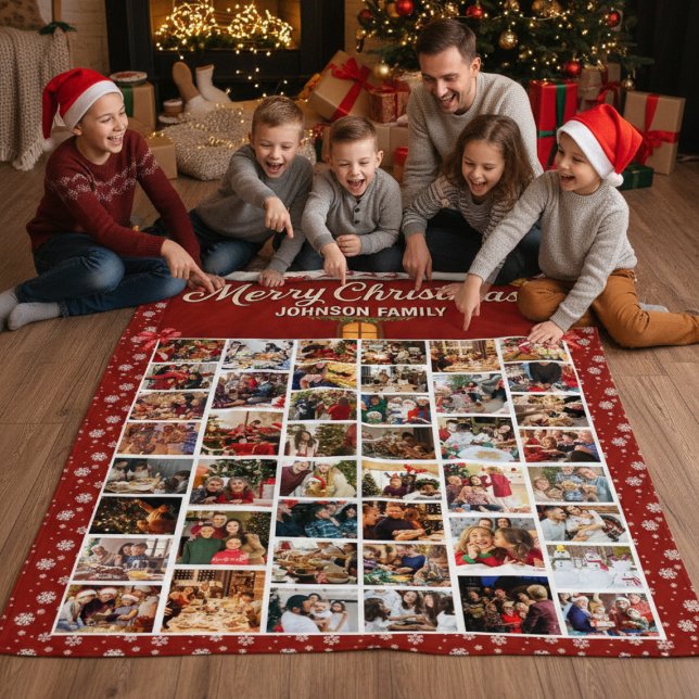Personalized Christmas 44 Photo Collage  Sherpa Blanket (Creator Uploaded)