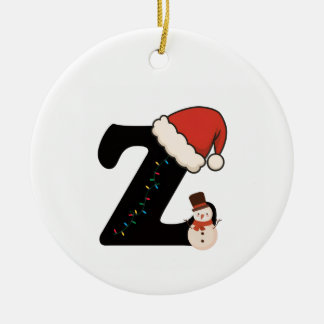 Personalized Christmas Alphabet Letter Z Ceramic Tree Decoration