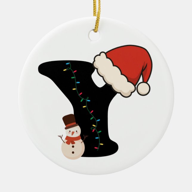 Personalized Christmas Alphabet Y Ceramic Tree Decoration (Front)