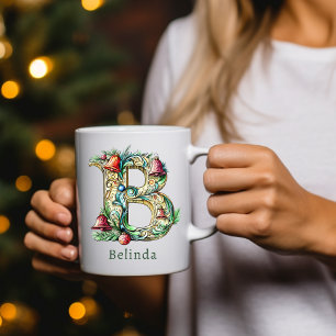 Personalized Christmas B Initial Monogram Coffee Mug